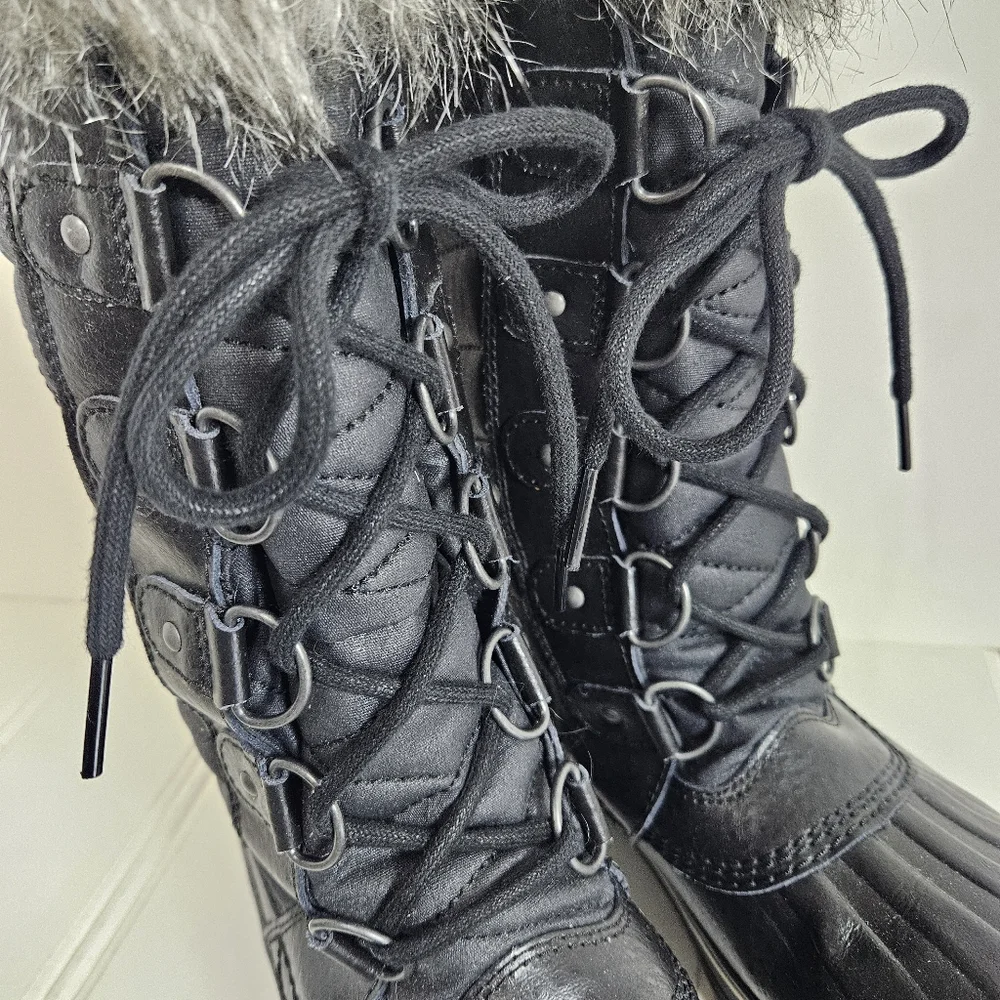 Sorel Boots Size 7 Tofino II Waterproof Faux Fur Insulated Snow Winter Black